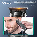 Тример VGR V-880T BLACK, EXTERNAL ROTOR MOTOR, MIM BLADE, 4 насадки, док-станція, фото 3