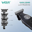 Тример VGR V-880T BLACK, EXTERNAL ROTOR MOTOR, MIM BLADE, 4 насадки, док-станція, фото 4