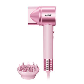 Фен професійний VGR V-443, 2 рівні обдування, 3 рівні температури, 110000 RPM, 2 насадки