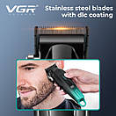 Акумуляторна машинка для стриження (clipper) VGR V-662 GREEN, 7000 RPM, 6 насадок, LED display, фото 3
