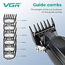 Акумуляторна машинка для стриження (clipper) VGR V-662 GREEN, 7000 RPM, 6 насадок, LED display, фото 5