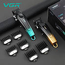 Акумуляторна машинка для стриження (clipper) VGR V-662 GREEN, 7000 RPM, 6 насадок, LED display, фото 6