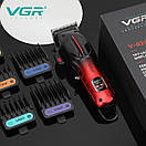 Акумуляторна машинка для стриження (clipper) VGR V-026 RED, 6 насадок, 9000 RPM, LED display, фото 2
