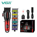 Акумуляторна машинка для стриження (clipper) VGR V-026 RED, 6 насадок, 9000 RPM, LED display, фото 4
