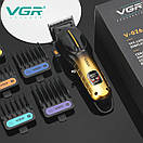 Акумуляторна машинка для стриження (clipper) VGR V-026 GOLD, 6 насадок, 9000 RPM, LED display, фото 2