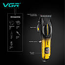Акумуляторна машинка для стриження (clipper) VGR V-026 GOLD, 6 насадок, 9000 RPM, LED display, фото 3