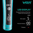 Тример VGR V-299 BLUE, 4 насадки, 9000RPM, 2000 mAh, 5 рівнів швидкості, LED display, фото 2
