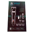 Акумуляторна машинка для стриження (clipper) VGR V-251, 4 насадки, 2000 mAh, LED display, фото 2