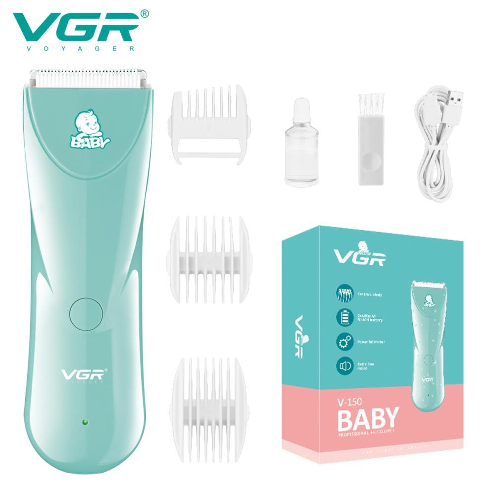 Дитяча машинка для стриження VGR V-150 BLUE, 3 безпечні насадки, безшумна, IPX7, фото 1