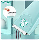 Дитяча машинка для стриження VGR V-150 BLUE, 3 безпечні насадки, безшумна, IPX7, фото 4