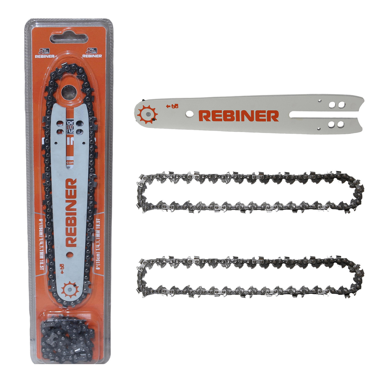 Шина для міні пили 6" (15 см) та 2 ланцюги Rebiner RSM6, фото 1