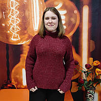 Светр жіночий теплий легкий вовна мохер під горло 42-48 марсала