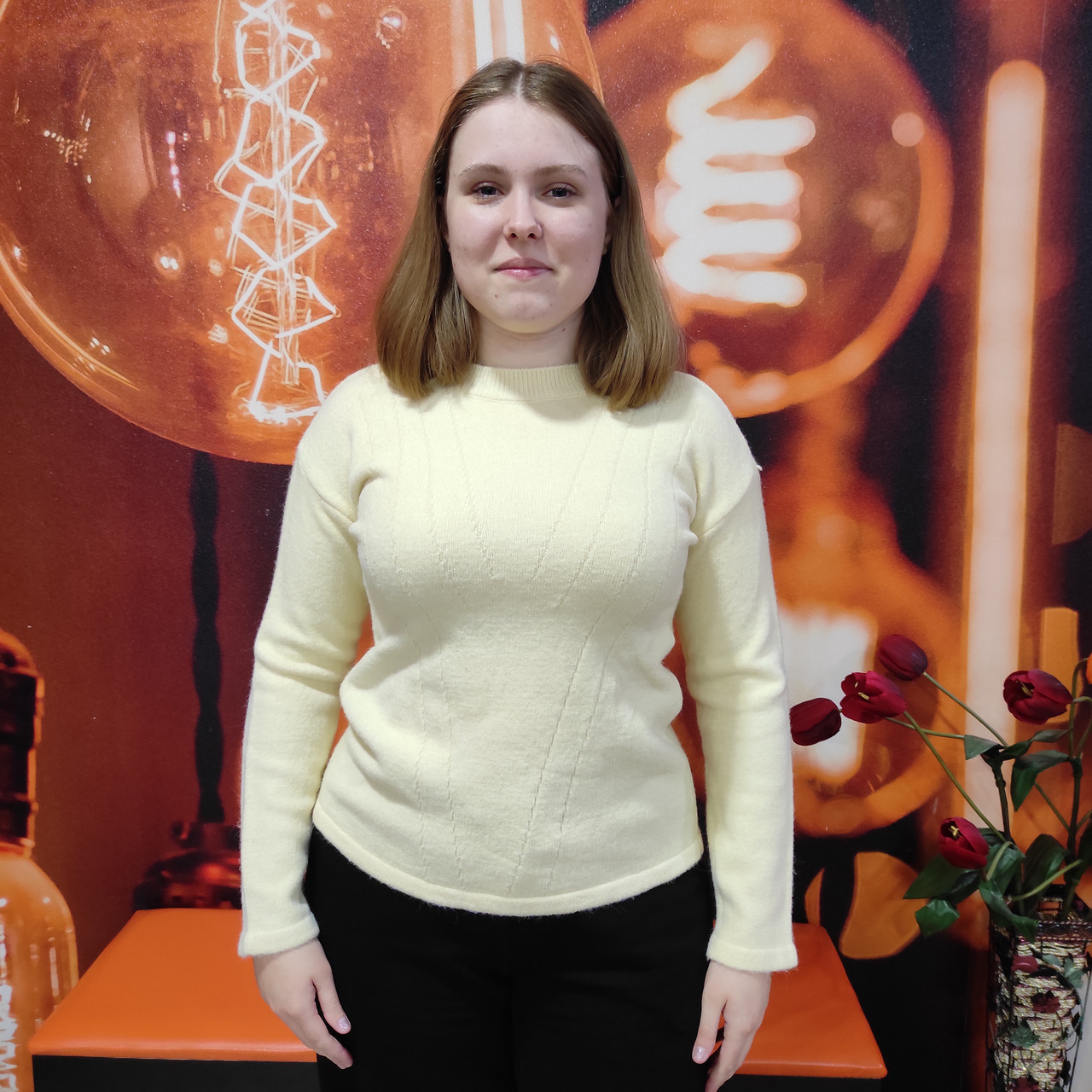 Светр жіночий прямий спущений рукав лимон, фото 1