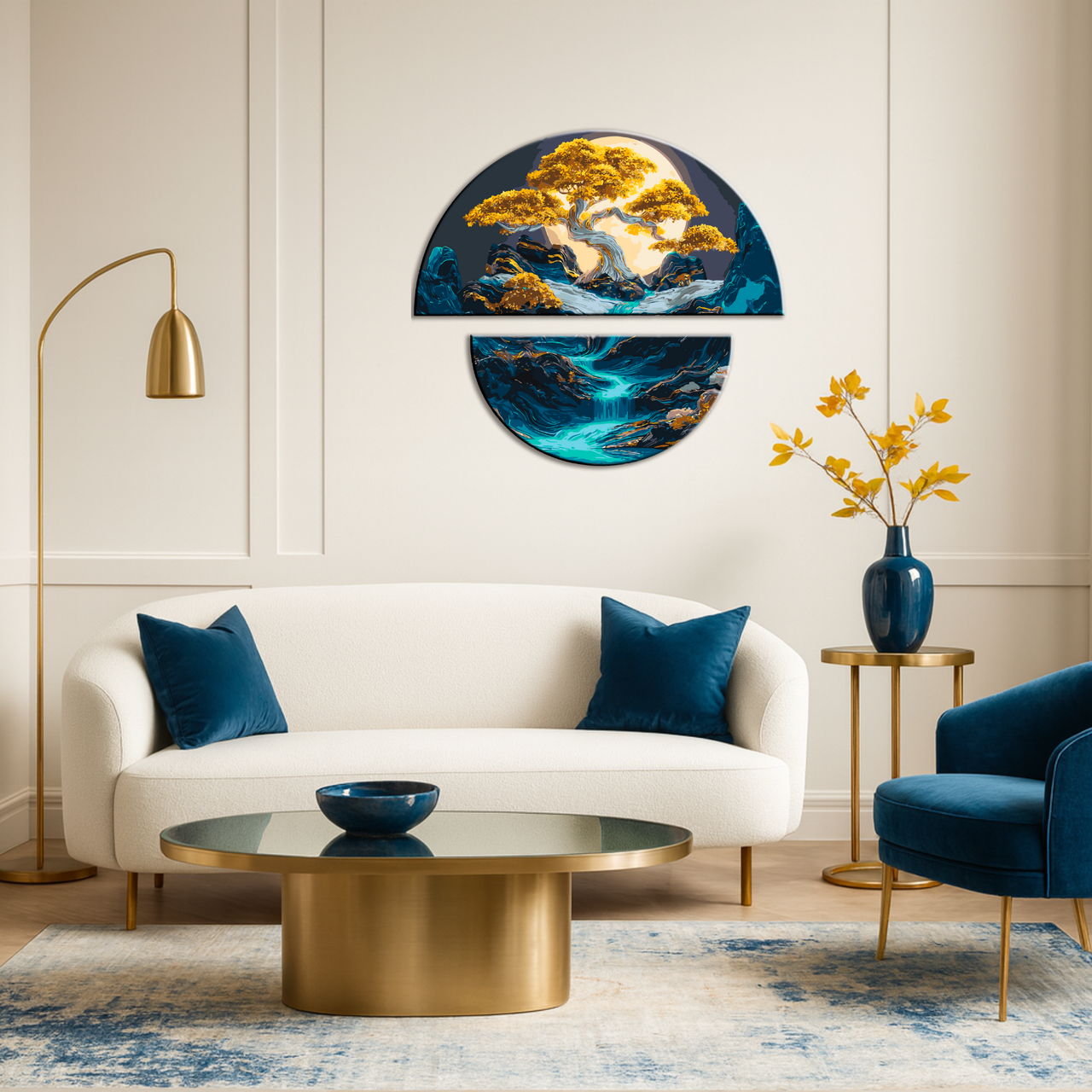 Картина за номерами Нічна гармонія з фарбами металік (напівкруги) 70x70 см Оригамі (OSR1007), фото 1