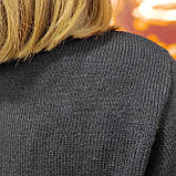 Светр жіночий короткий теплий вязаний спущений рукав однотонний 42/44 чорний, фото 6