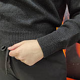 Светр жіночий короткий теплий вязаний спущений рукав однотонний 42/44 чорний, фото 5
