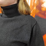 Светр жіночий короткий теплий вязаний спущений рукав однотонний 42/44 чорний, фото 4