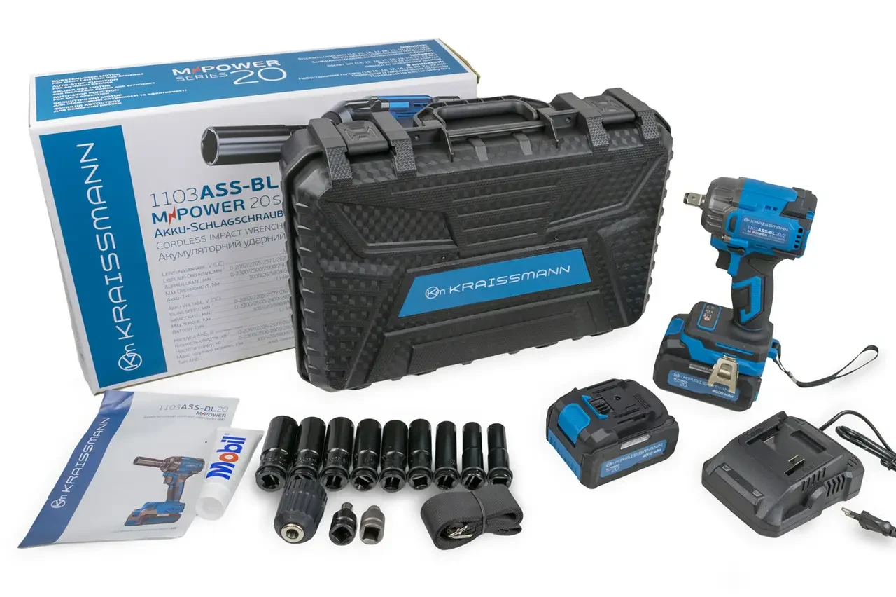 Акумуляторний гайковерт KRAISSMANN 1103 ASS-BL 20/2 MP (650 Нм, 20В, 2 акум 4А/г. КЕЙС, НІМЕЧЧИНА) ®, фото 1