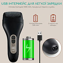 Роликова пемза для п'ят портативна потужна пилка для ніг пемзи для педикюру від мозолів Swan Beauty чорна, фото 5