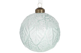 Ялинкова куля скляна рельєфна з гліттером 10см