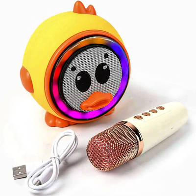 Іграшковий караоке-центр колонка Каченя з мікрофоном для дитячого шоу Bluetooth USB Type-C AUX зміна голосу світло