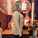 Светр жіночий теплий довгий туніка горло стійка 42/46 беж, фото 2