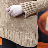 Светр жіночий теплий довгий туніка горло стійка 42/46 беж, фото 6