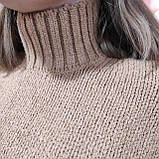 Светр жіночий теплий довгий туніка горло стійка 42/46 беж, фото 4