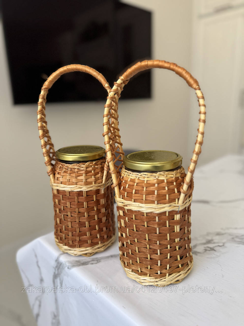 Плетені баночки в натуральному кольорі об’єм 1.5л, фото 1