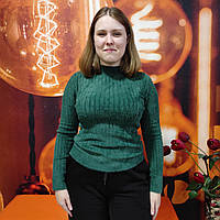 Гольф жіночий рубчик светр стійка теплий однотонний травичка 44 зелений