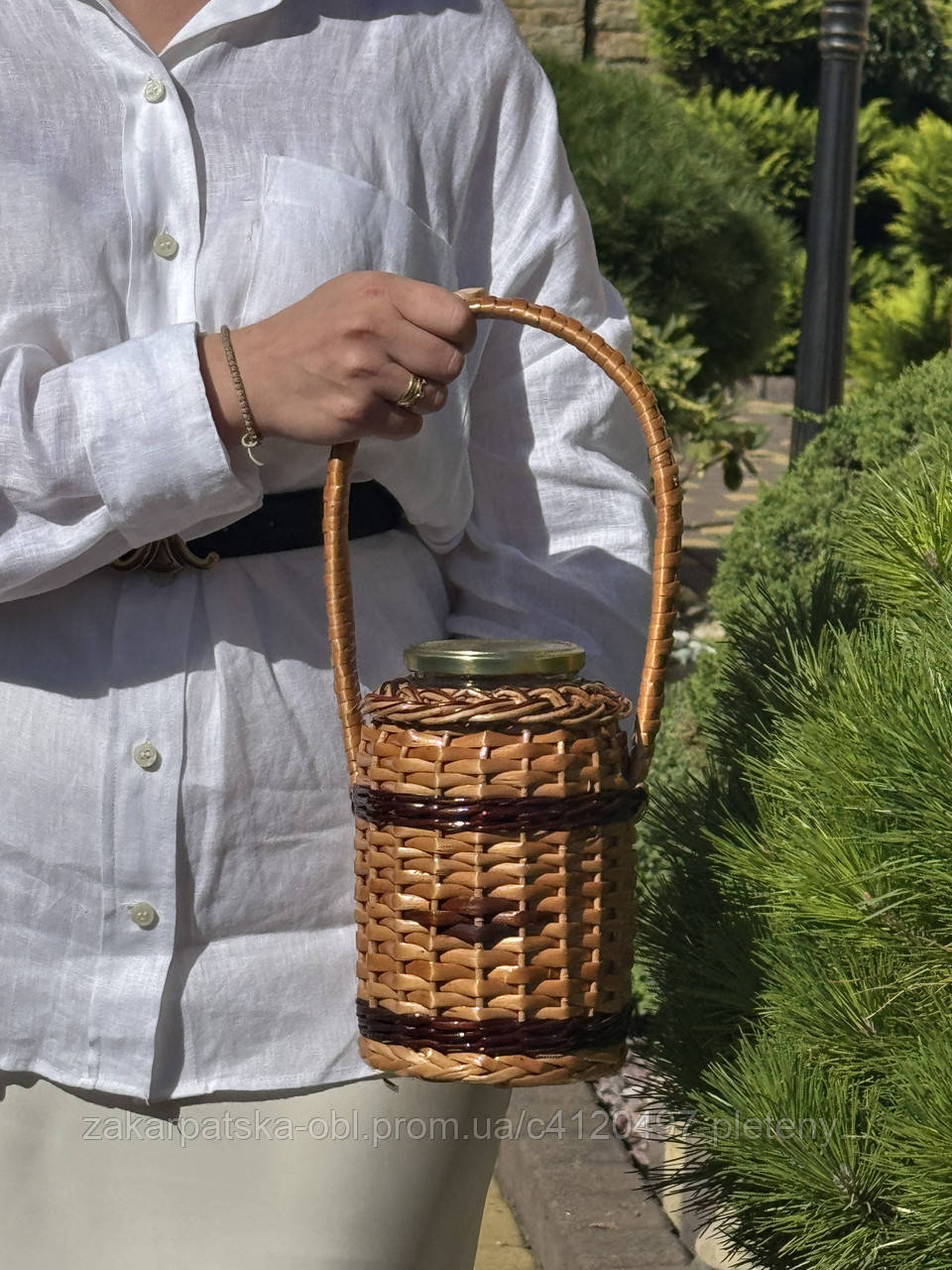 Плетена баночка обʼємом 1.5л, фото 1