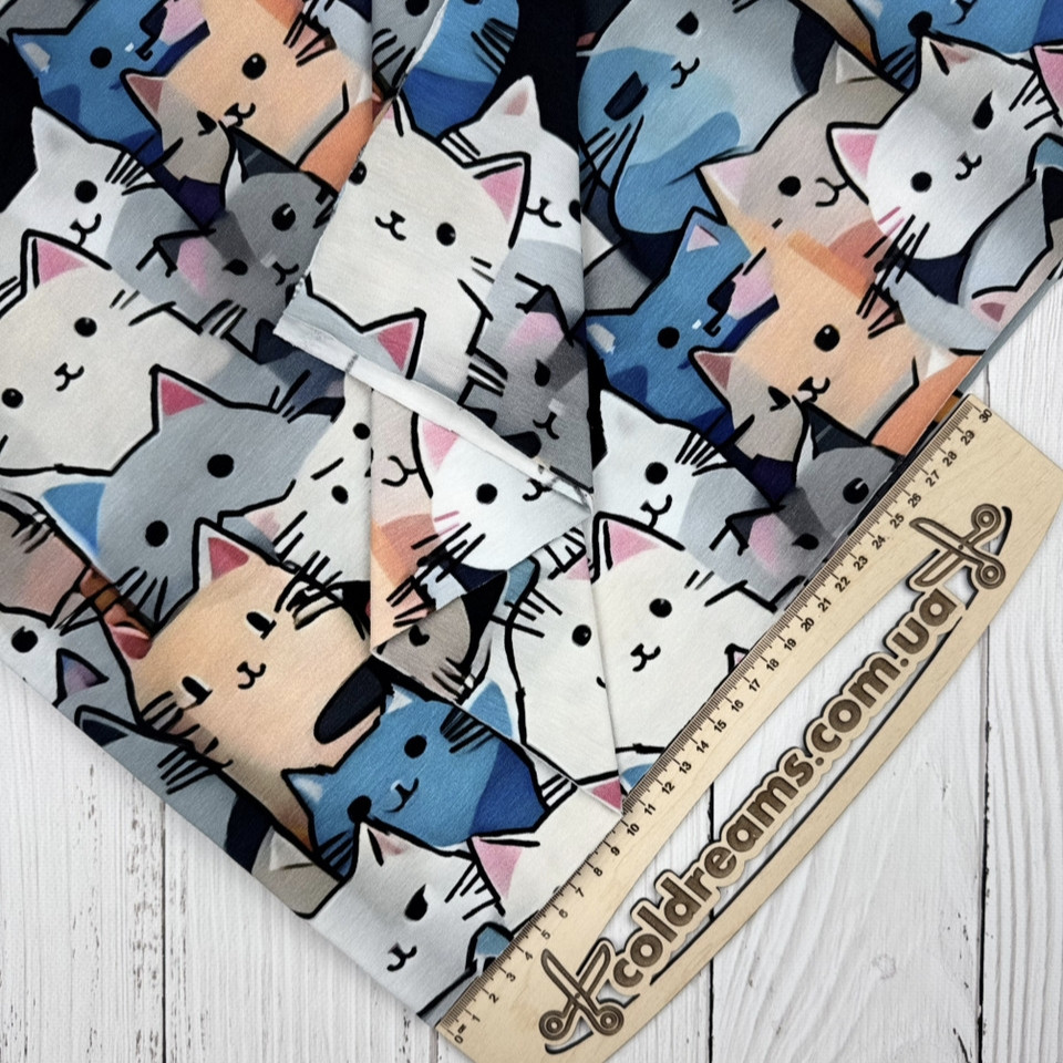 Футер двунитка "Кото Калейдоскоп"- 180см. (діджитал)