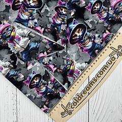 Футер двонитка "Котобанда" — 180 см. (Діджитал)