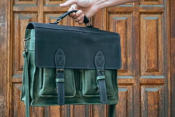 Шкіряний чоловічий портфель шкіряна сумка зелена 38см*27см