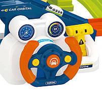 Трек залізниця і автотрек з машинками та поїздом T933A — музика, звук, кермо, паркінг, набір для дітей 3+, фото 4