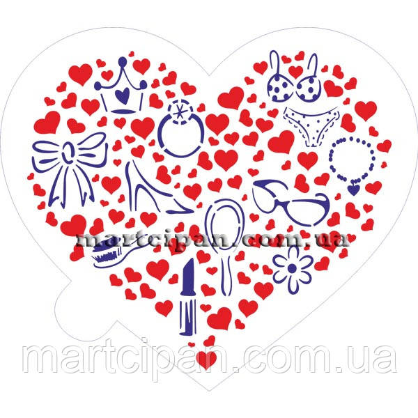 Трафарет 142 жіноче серце 13 см