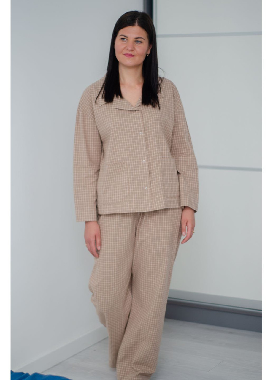 Жіноча піжама у клітинку сорочка та штани всесезон  PAPLYK 0068, фото 1