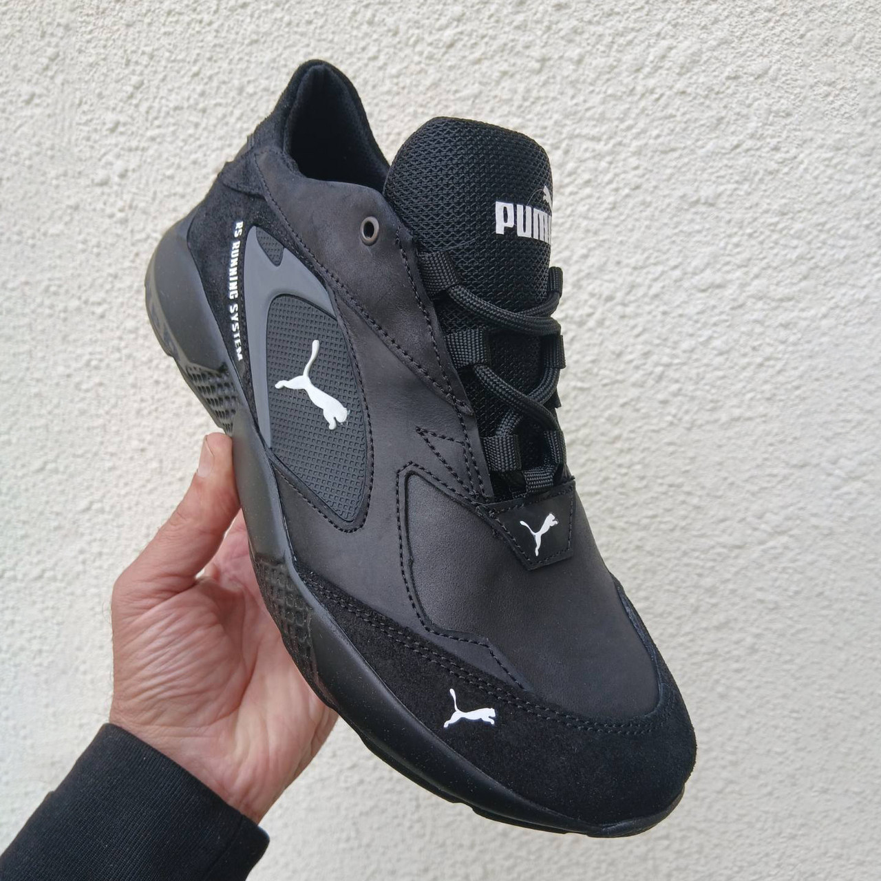 Чоловічі шкіряні кросівки (натуральна шкіра) чорні демісезонні для чоловіків на весну осінь, розміри 40-45, фото 1