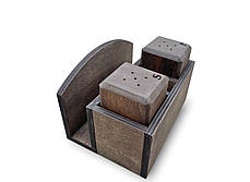 Набір для солі, перцю, зубочисток та серветок МІНІ (№3). Дерев'яні спецівники в комплекті. Коричневий, фото 2