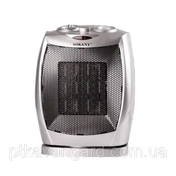 Тепловентилятор Sokany SK-1653 керамічний з поворотним механізмом 2000 Вт, срібло, фото 1