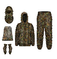 Маскування 3D костюм з листям, балаклава, рукавички та рюкзак для транспортування