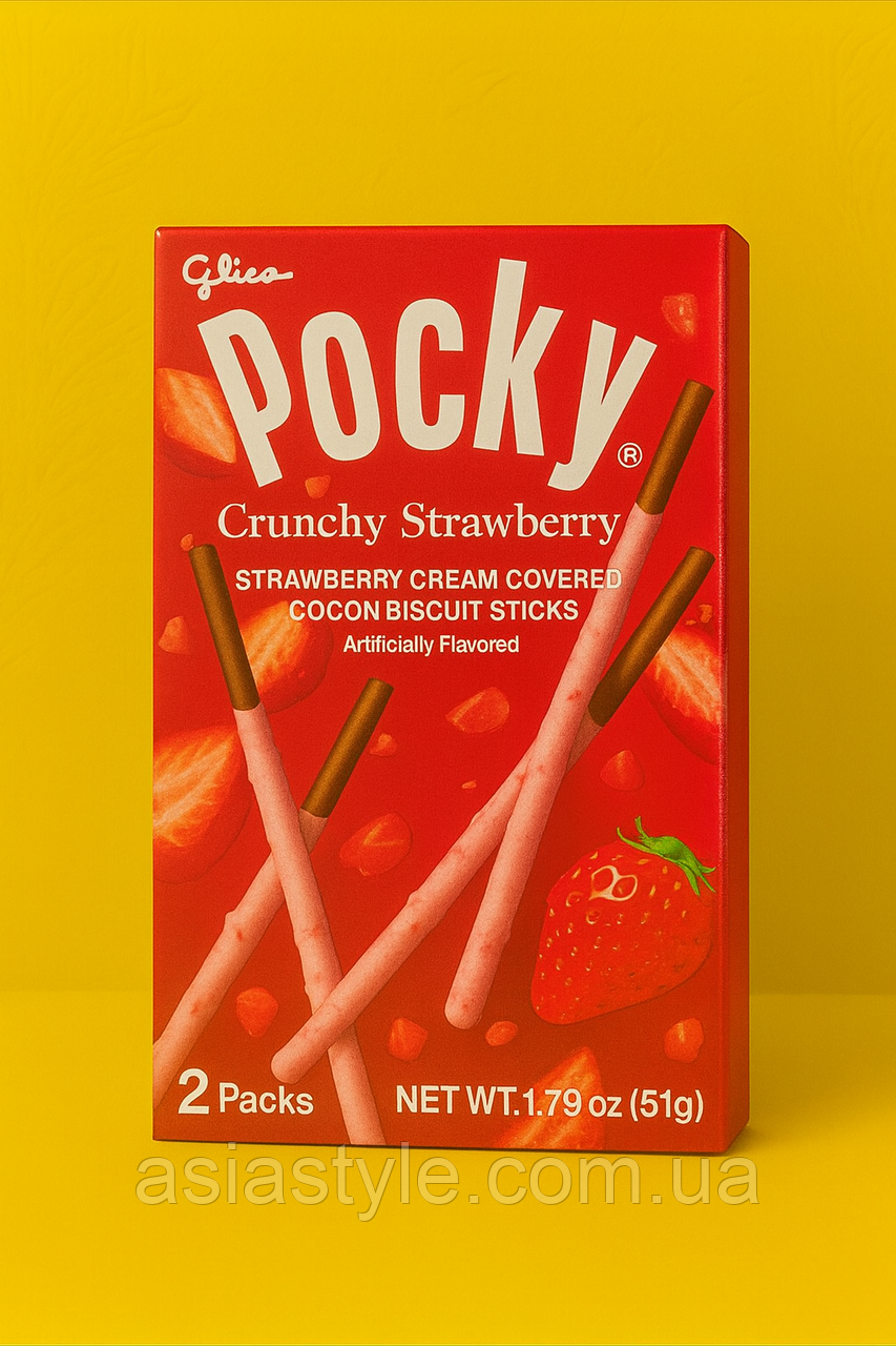 Палички Pocky Crunchy Strawberry (Glico Japan), Во, фото 1