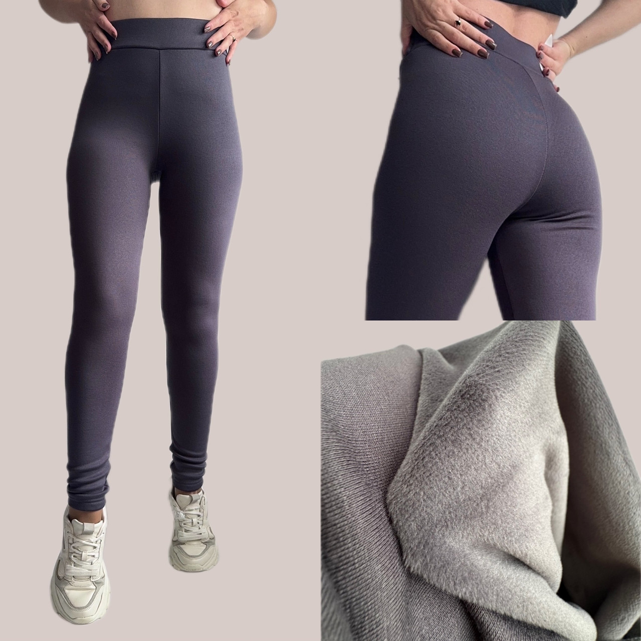 Утеплені жіночі лосіни на велюрі, модель 084 графіт норма