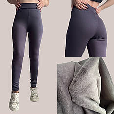 Утеплені жіночі лосіни на велюрі, модель 084 графіт норма