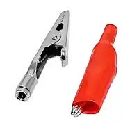 Затискач під щуп тестерний з різьбленням 10A, червоний-чорний (пара)