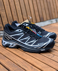 Чоловічі кросівки Salomon XT-6 gore-tex black silver Саломон Гортекс чорно-сірі водостійкі