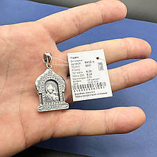 Срібний кулон Свята Богородиця підвіс на шию срібло чорнене 925 проби, фото 3