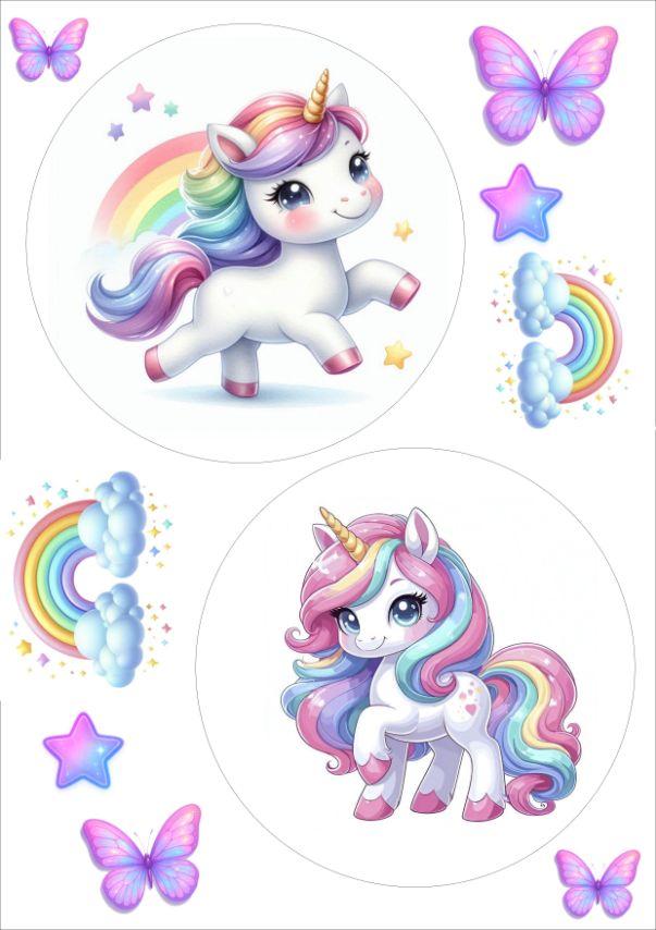 Вафельна картинка "Тортик для дівчинки" "Єдиноріг" /ВК-0002/ - А4, фото 1