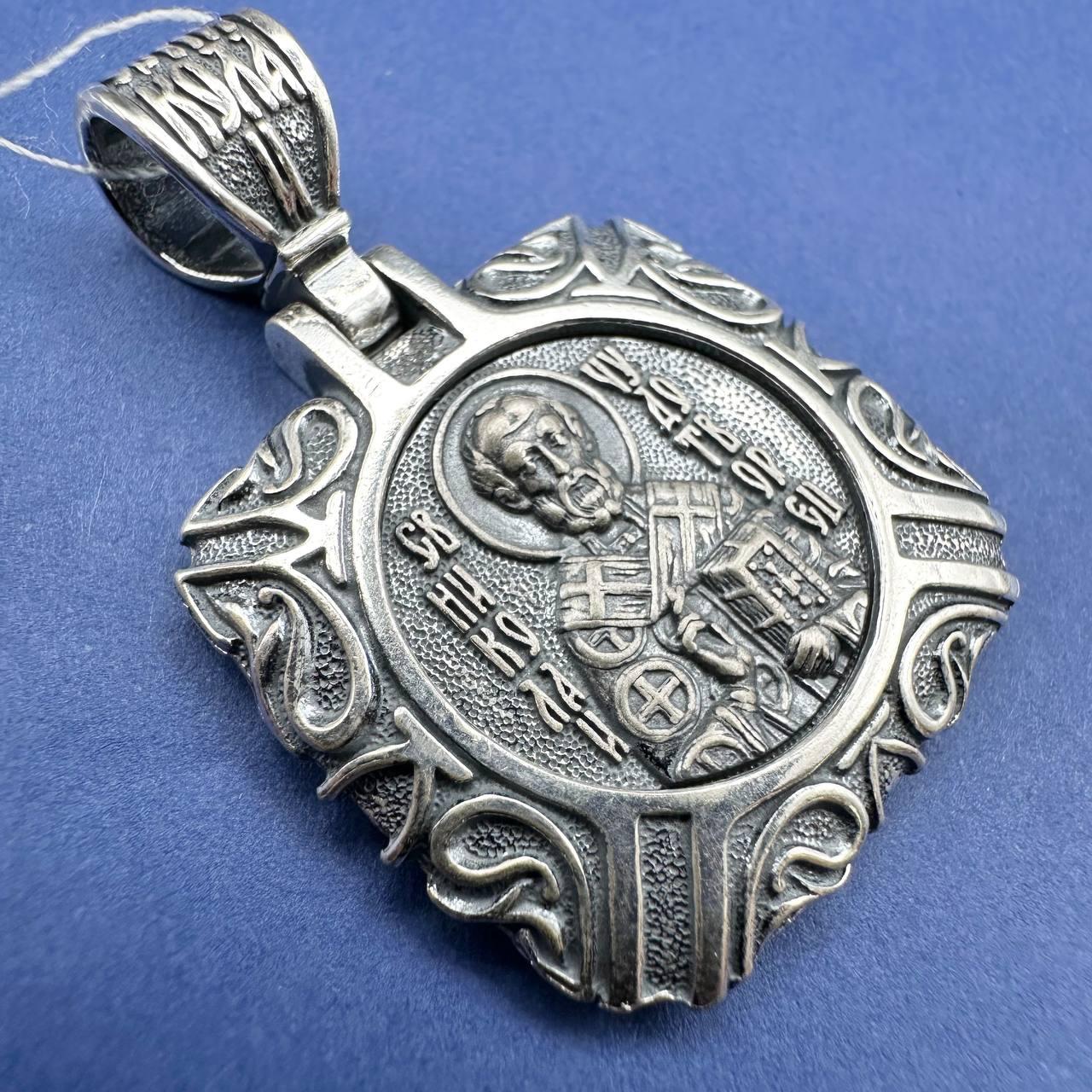 Масивний срібний підвіс 10,5 г Святий Миколай Чудотворець срібло чорнене 925 проба