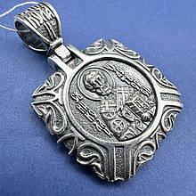 Масивний срібний підвіс 10,5 г Святий Миколай Чудотворець срібло чорнене 925 проба